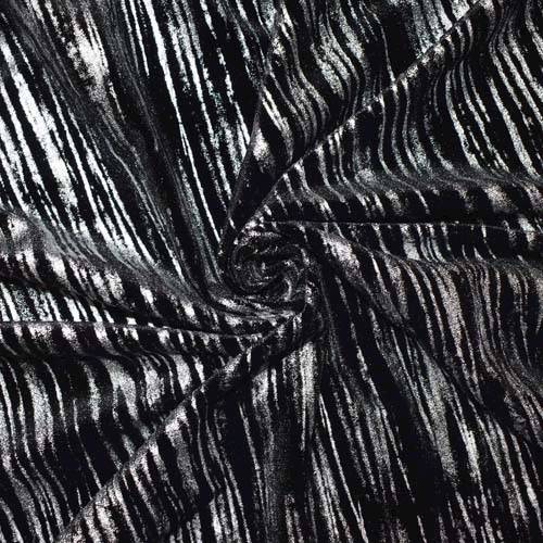 Black/Silver Abstract Texture Foil Printed Velvet Knit 71333