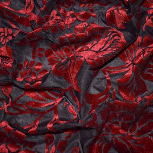 Red/Black Floral Burnout Velvet Knit 71338