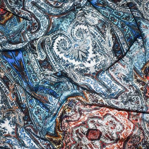 Blue/Orange/Multi Paisley Printed Rayon Jersey Knit 71355