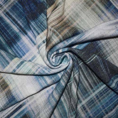 Ink Blue/Green/Multi Faded Plaid Printed Jersey Knit 71357