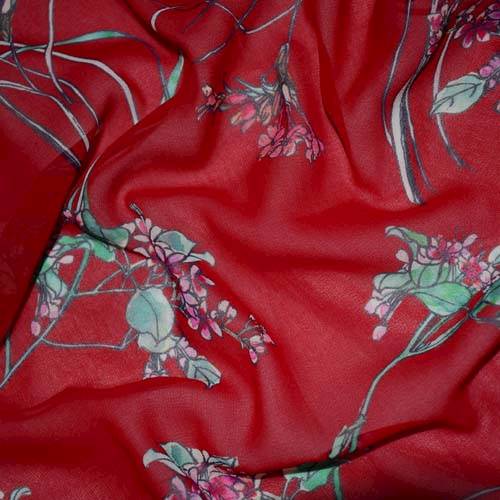 Red/Mint Green/Multi Floral Printed Chiffon 71360