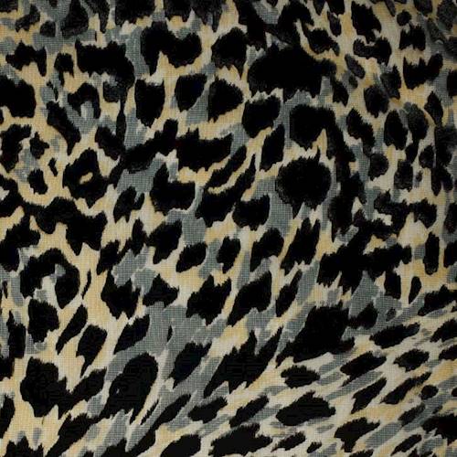*6 1/2 YD PC -- Black/Mustard/Multi Leopard Velvet Flock Printed Chiffon DFWAP0001231