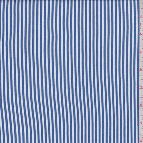 White/Blue Stripe Rayon Challis