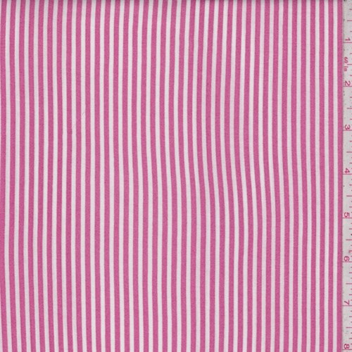 White/Dark Pink Stripe Rayon Challis