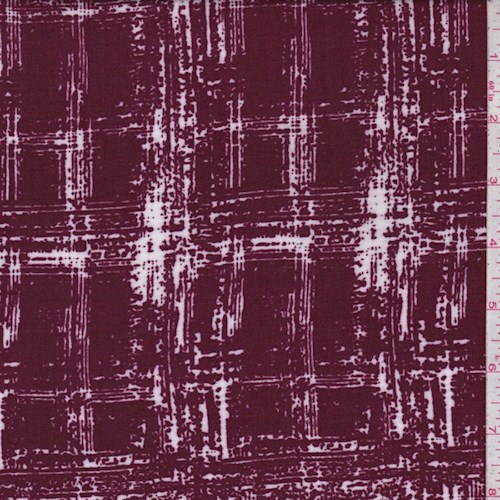 Maroon/White Static Plaid Rayon Challis
