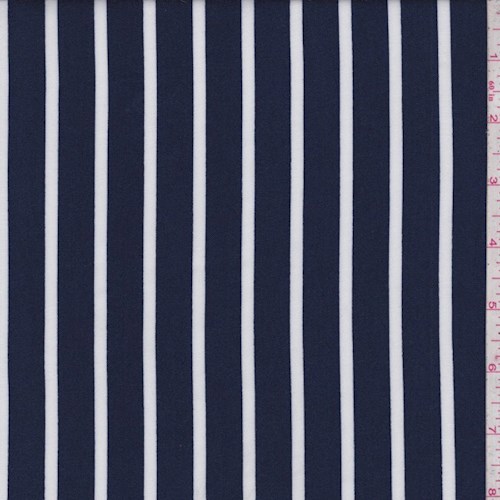Navy/White Chalk Stripe Rayon Challis