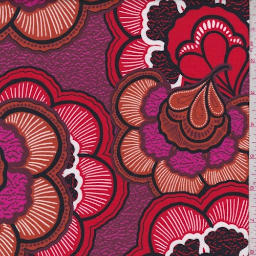 Orange/Pink/Red Scallop Floral Lawn