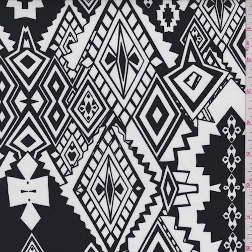 Black/White Southwest Diamond Challis 87479 Fabric Depot