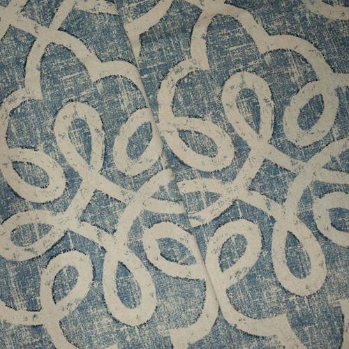 *5 1/2 YD PC -- Blue/Ceramic Beige Trellis Printed Canvas Decorating Fabric DFW4084-X