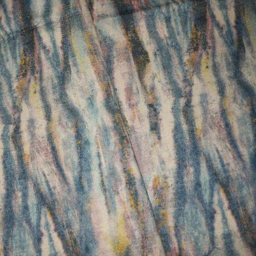 *5 1/8 YD PC -- Blue/Yellow/Multi Water Color Texture Printed Basket Canvas Decorating Fabric DFW4108-X