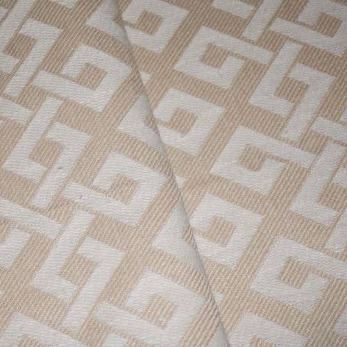 *5 3/4 YD PC -- Beige/White Diamond Lattice Damask Decorating Fabric DFW3992-X