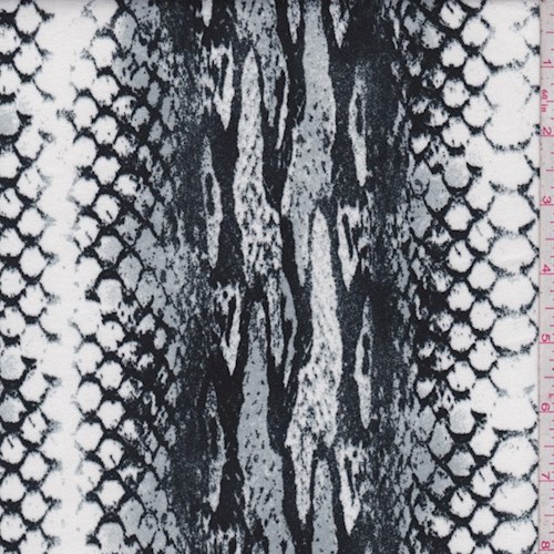 Black/Dove/White Snakeskin Double Brushed Jersey Knit