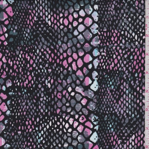 Black/Fuchsia/Pewter Snakeskin Double Brushed Jersey Knit