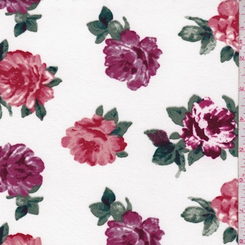White Floral Bloom Double Brushed Jersey Knit
