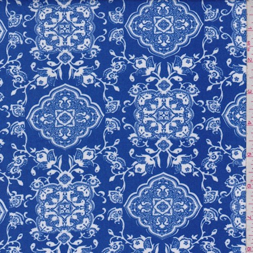 Blue/White Moroccan Double Brushed Jersey Knit