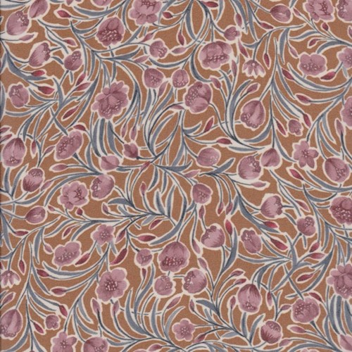Rust Orange/Cranberry Floral Chiffon