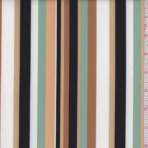 Caramel/Jade/Beige Stripe Stretch Sateen