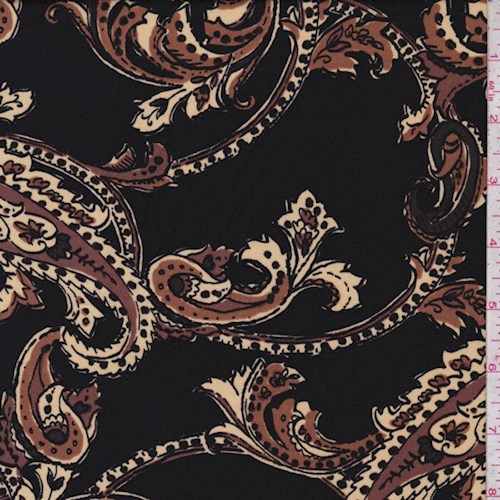 Black/Mocha Stylized Paisley ITY Jersey Knit
