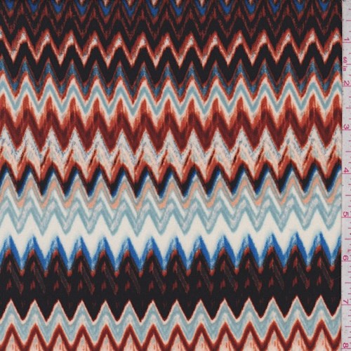 Black/Rust Orange/Royal Zig Zag ITY Jersey Knit