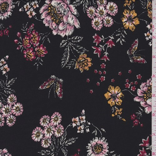 Black/Pink/Mulberry Floral ITY Jersey Knit