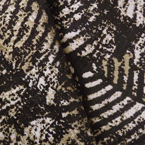 Black/Gold/White Leaf Chenille Jacquard Decorating Fabric DFW58959B