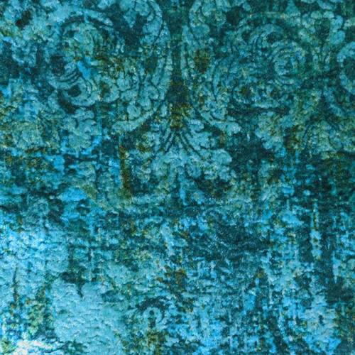 Aqua/Teal Baroque Printed/Embossed Velvet Decor Fabric DFW58961B