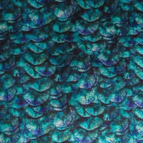 Ocean Teal/Blue/Multi Leaf Printed Velvet Decorating Fabric DFW59081B