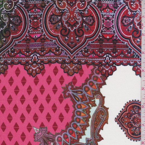 White/Avocado/Pink Variety Print Rayon Georgette