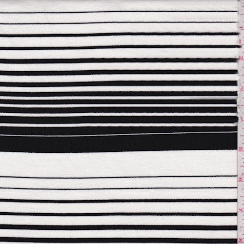 White/Black Wool Blend Stripe Double Knit