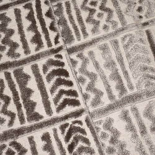 Shadow Gray/Beige Tribal Velvet Pile Jacquard Decor Fabric DFW59530