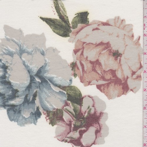 Cream Floral Brushed French Terry Knit