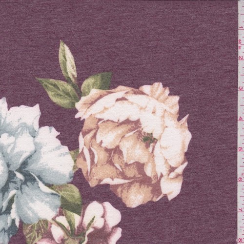 Heather Plum Floral Brushed French Terry Knit