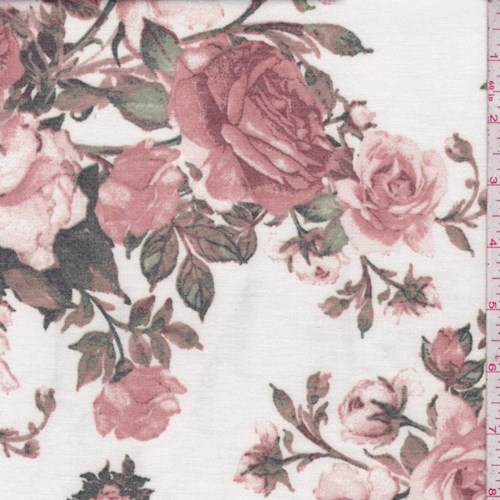 White/Copper Rose Brushed French Terry Knit