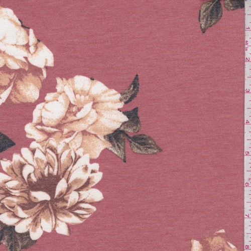 Heather Copper Floral Brushed French Terry Knit