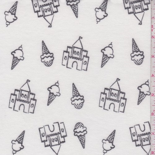 White Ice Cream Castle Brushed French Terry Knit