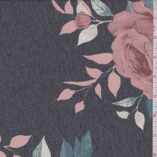 Black/Bronze Rose Brushed French Terry Knit