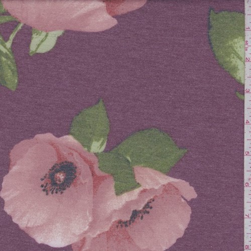 Mulberry/Blush Poppy Brushed French Terry Knit