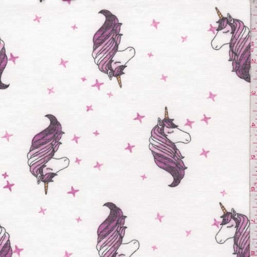 Champagne/Fuchsia Unicorn Brushed French Terry Knit
