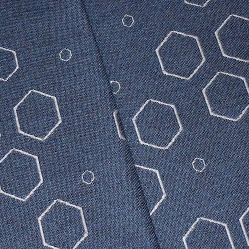 Dusty Navy/White Indoor/Outdoor Hexagon Damask Decor Fabric DFW59772