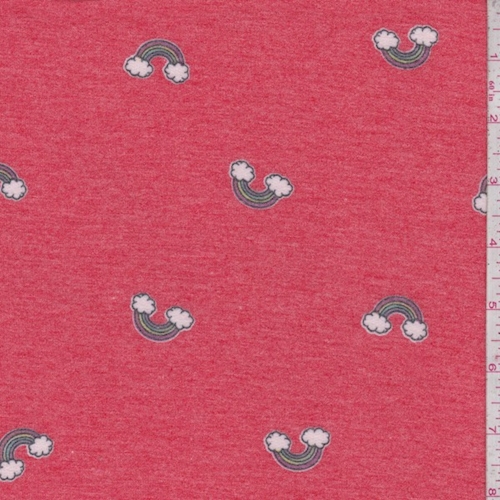 Heather Red Rainbow Double Brushed French Terry Knit
