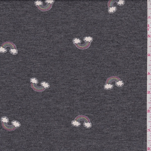 Heather Slate Rainbow Double Brushed French Terry Knit