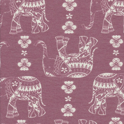 Light Cranberry Moroccan Elephant Double Brushed French Terry Knit
