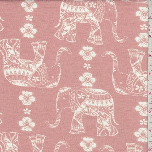 Pale Salmon Moroccan Elephant Double Brushed French Terry Knit