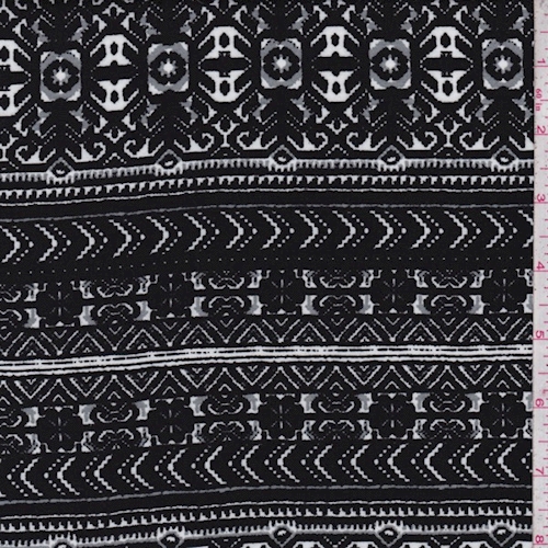 Black/Stone Deco Stripe Rayon Challis