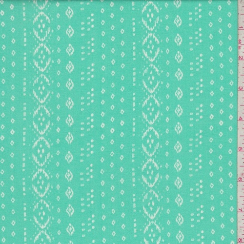 Aqua Green/White Diamond Stripe Rayon Challis