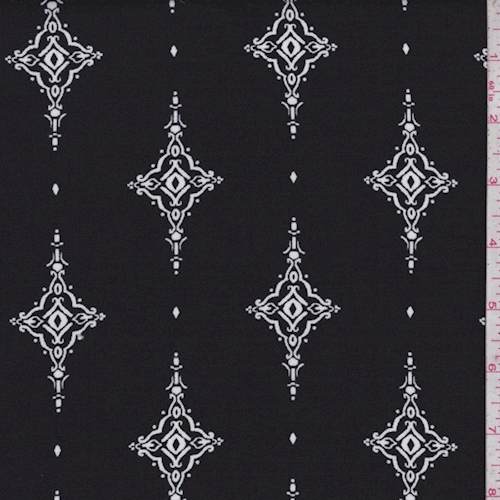 Black/White Scroll Kite Rayon Challis