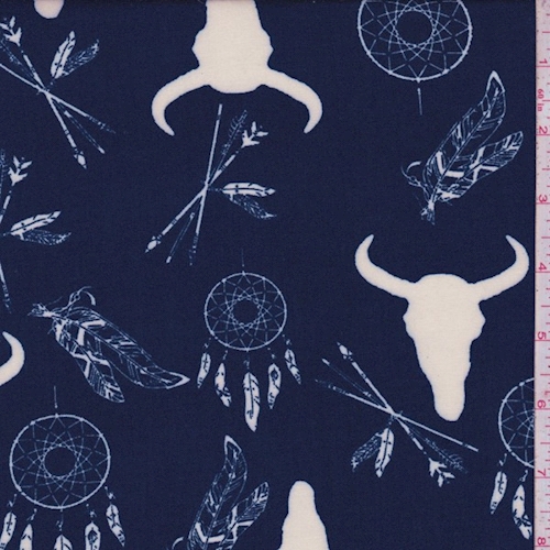 Navy Longhorn Rayon Challis