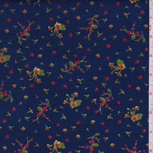 Deep Blue/Yellow Mini Floral Double Brushed Jersey Knit