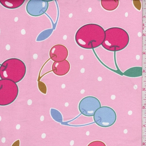 Pink Cherry/Dot Double Brushed Jersey Knit