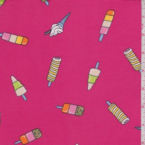 Hot Pink Ice Cream Treat Double Brushed Jersey Knit